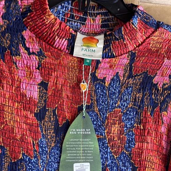 ❌❌ SOLD❌❌Farm Rio 🌴🔥Navy Garden Smocked Mini dress - Picture 9 of 12